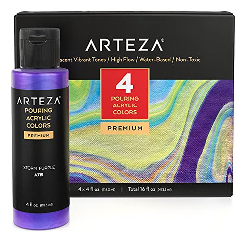 Pintura Acrilica Iridiscente Arteza Para Vertir En 4 Colores