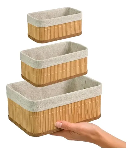 Cesto decorativo Bvx House Organizador Retangular bege 13cm de altura 20cm de largura 30cm de profundidade