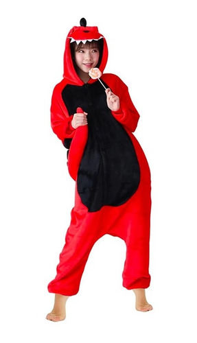 Pijama Dinosaurio Rojo Enterizo Kigurumi Adulto / Lhua Store