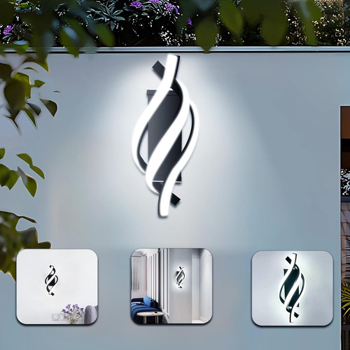 Lámpara De Pared Led Negra Moderna En Espiral, 6500 K, Blanc