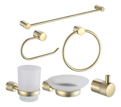 Juego De Accesorios Baño Peirano Fabric Gold 6 Piezas Oro