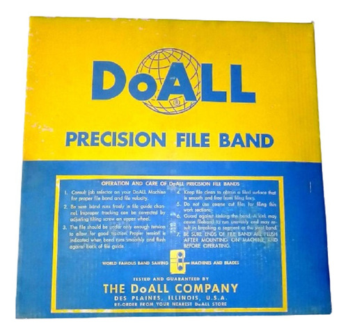Hoja Sierra Doall Precision File Band 135' Flat 3/8x16 Usa
