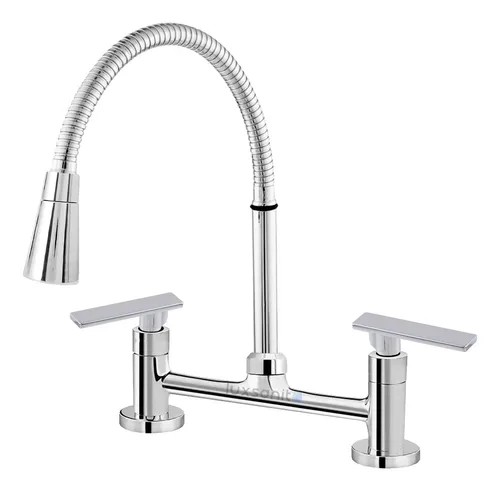 Misturador Cozinha Gourmet Cone Duplo Duplo Jato Bica Inox Cor Prateado