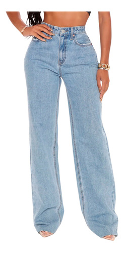 Calça Jeans Wide Leg Feminina Pantalona Flare Lycra Premium