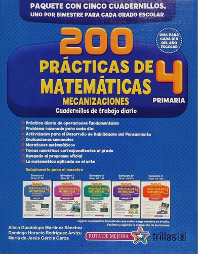 200 Prácticas De Matemáticas 4 Primaria Mecanizacion Trillas