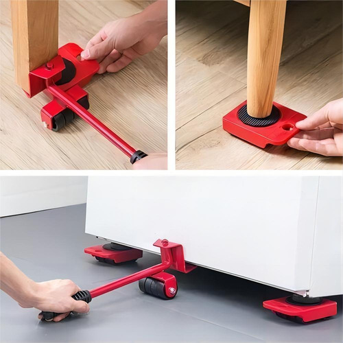 4 Bases Con Llantas Y Mini Gato Para Mover Cosas Pesadas 4 Ruedas para Mover Muebles Pesazdos, Base para Mover Muebles Pesados, Adecuado para Sofás y Refrigeradores, hasta 150 kg