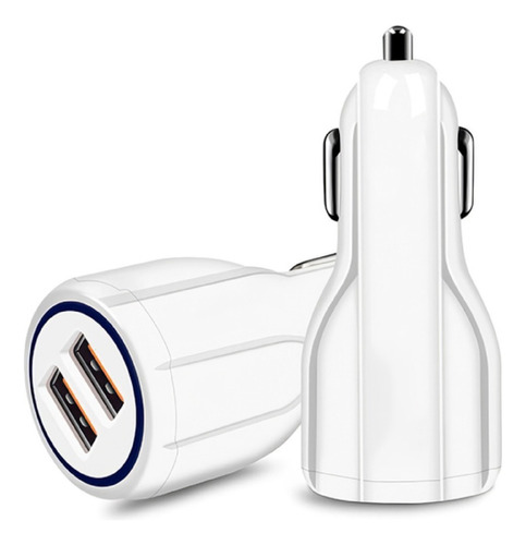 Cargador Doble Auto Ultra Rápido 3 Amp Quickcharge Color Blanco