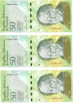 Comprar 3 Billetes Consecutivos Bsf. 50  - F8 Diciembre 19 2008 