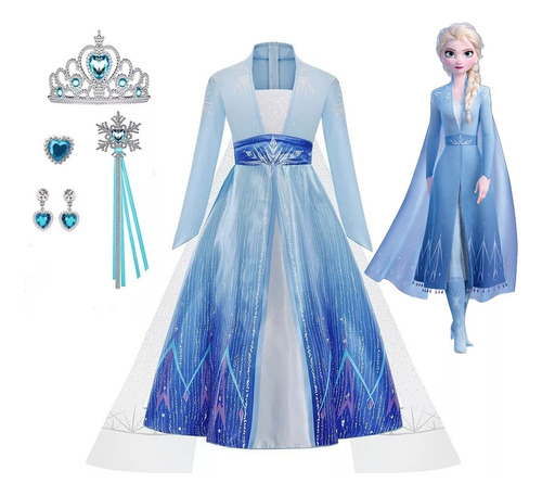 Vestidos De Princesa De Elsa, Disfraz De Frozen 2 Diseñopara Niña, Ropa De Halloween, Fiesta O Cosplay, Cumpleaños, Belleza, Vestir Con Accesorios