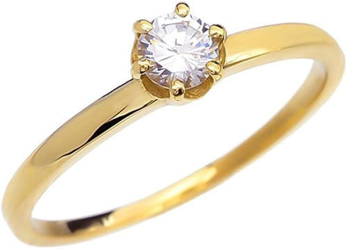 Oferta! Anillo Oro 18k Solid Compromiso Solitario Con Circón