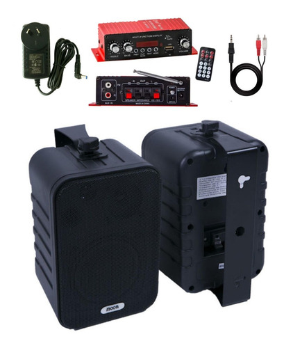Amplificador Mp3 Bluetooth Radio Usb + 2 Bafles + Fuente