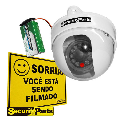 Câmera Segurança Dome Falsa C/ Led A Pilha Sem Fio Security