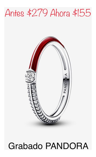 Anillo Me Dual Rojo Compatible Marca Pandora,plata