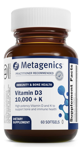 Metagenics Vitamina D3 + K2 10,000 Ui 60 Cápsulas