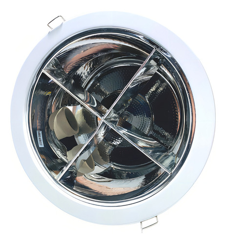 Luminária Embutir Redonda Compacta Com Aleta P/ 2 Lamp E27 Cor Branco 127/220V