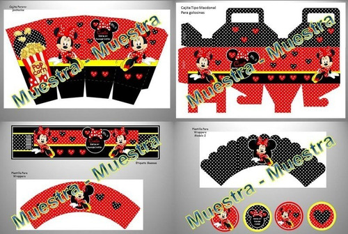 Kit Imprimible Minnie Roja Fiesta 3x1