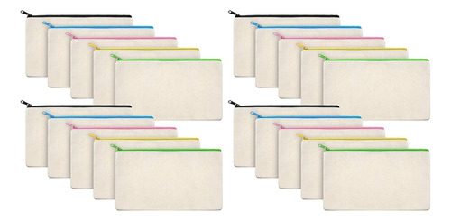 20 Bolsas De Maquillaje De Lona Con Cremallera, Estuches Par