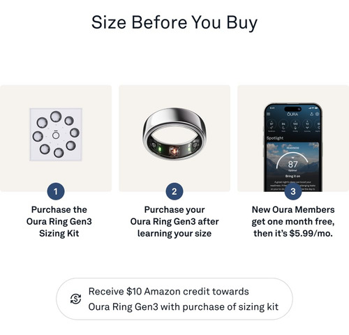 Monitor Para Dormir Smart Ring Oura Gen3 Horizon, Plateado,