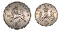 Comprar Monedas Inglaterra 10 Y 5 New Pence Set 2 Piezas
