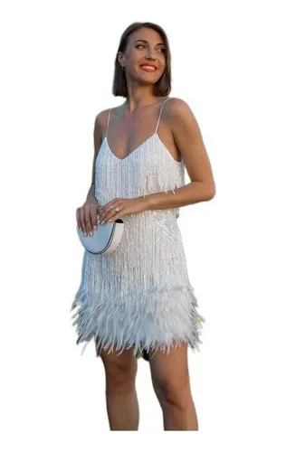 Vestido de fiesta con flecos hotsell