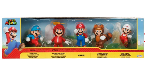 Pack De 5 Figuras De Mario Con Trajes Super Mario Nintendo 