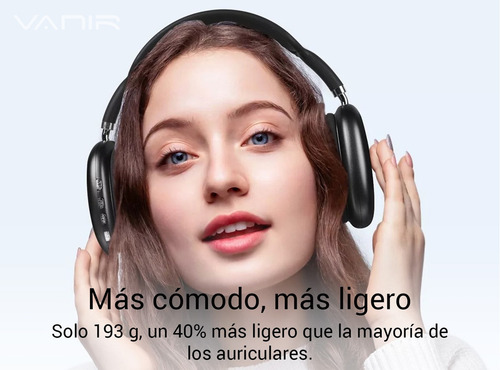 Vanir Audífonos Inalámbricos Diadema Bluetooth Con Cancelación De Ruido Ai, Audifonos Gamer, Con Micrófono, Sonido Hd Y Batería 42h, Compatibles Con iPhone, Android Y Pc, Top 10 Mejores Audífonos