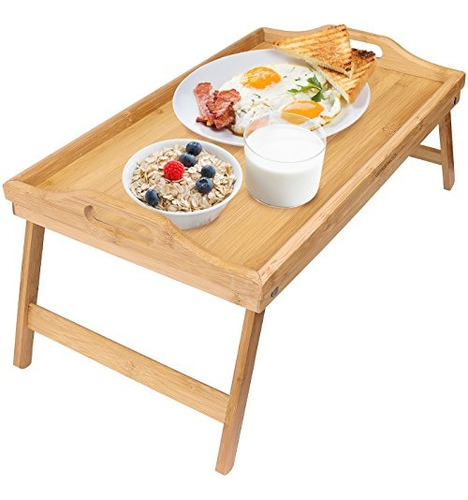 Greenco Bamboo Foldable Breakfast Table Laptop Desk Bed