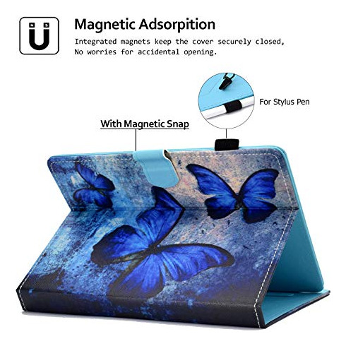 Funda Para All 6.5-7.5puLG Tablet Azul Butterfly 7 PuLG Piel