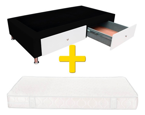 Combo Base Cama 90x190 Con Cajones + Colchón Anatómico.