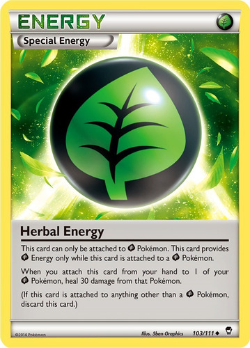 Cartas Pokemon Energia Herbal Energy 103/111 Xy Ffi (Usado)