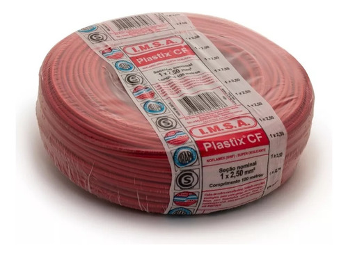 Cable Unipolar 1x2.50mm Rojo Plastixcf | Imsa (rollo 100mts)