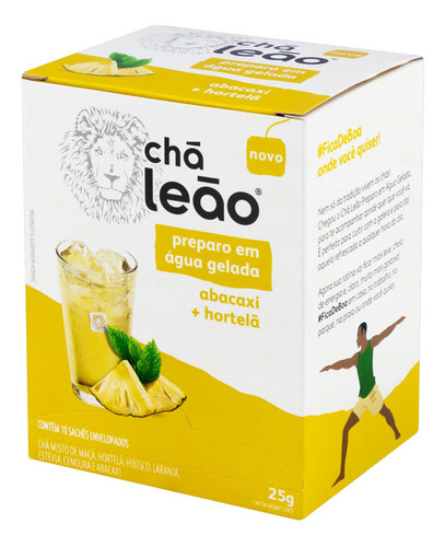 Imagem 2 de 5 de Chá Leão Água Gelada Abacaxi E Hortelã 10 Sachês