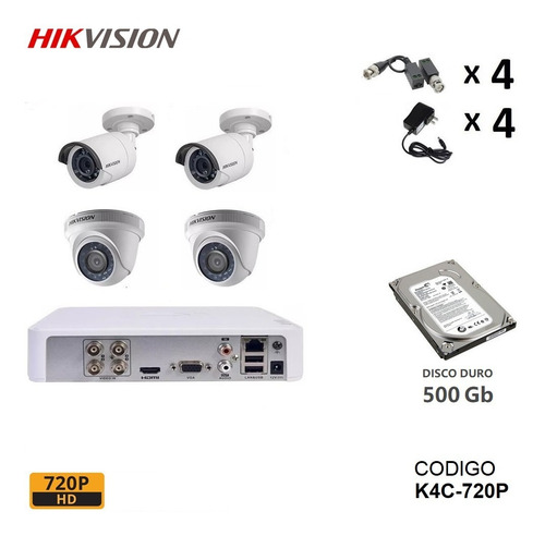 Imagen 4 de 10 de Kit 2 4 6 8 16 Camaras Seguridad Vigilancia Hikvision 720p