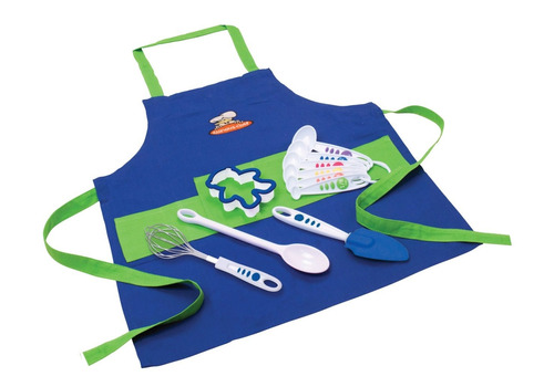 Juego Curioso Chef Kit, 11 Piezas, Azul / Verde