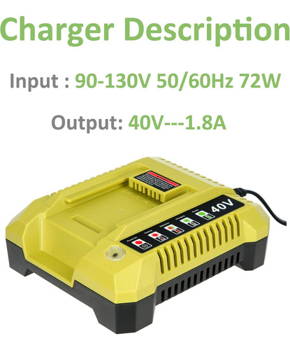 Batería De Litio Ryobi De 40 V Con Cargador