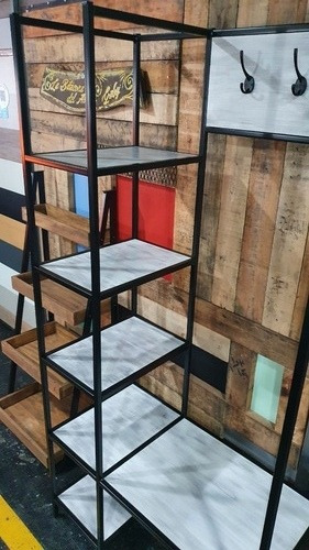 Imagen 7 de 7 de Mueble Recibidor 120x40x180 Con Estantes Industrial Madera