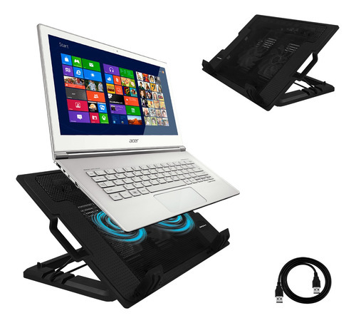 Cool Pad Base Enfriadora 2 Ventiladores Laptop 3 Posiciones Xbox Ps3