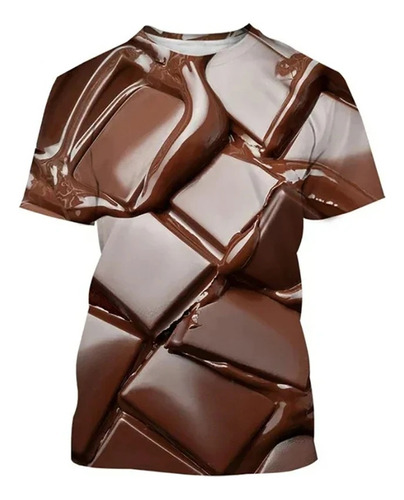 Camiseta Informal Con Estampado 3d De Salsa De Chocolate