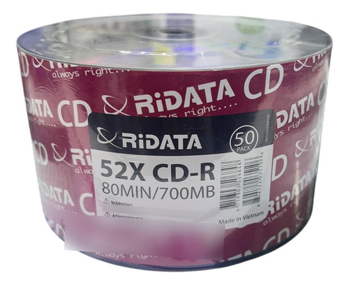 Cd Ridata 52x 80min/700mb 50 Piezas