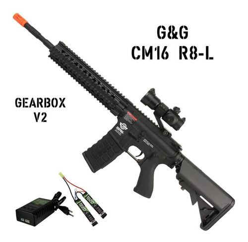 Airsoft Air Soft Rifle Fuzil Aeg Bivolt 6mm G&g Cm16 R8-l V2