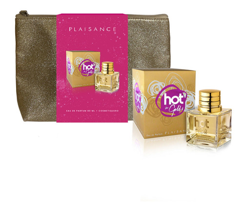 Set Perfume Hot In Gold Edp 80 Ml + Cosmetiquero Plaisance