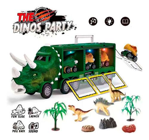 Camión Dinosaurio Transportador C/ Vehículos - Vamos A Jugar Personaje Dino