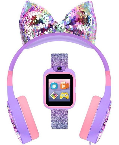 Smartwatch Para Niños Con Audifonos, Moño Purpura