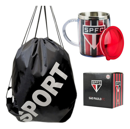 Kit Caneca Térmica Oficial São Paulo + 1 Mochila Saco