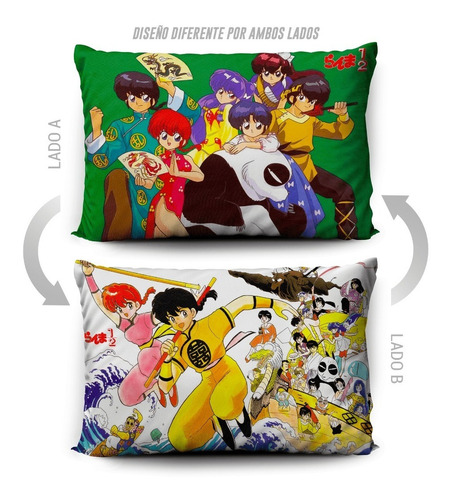 Imagen 5 de 5 de Funda De Almohada Ranma1/2 70x45cm Doble Estampado Vudú Love