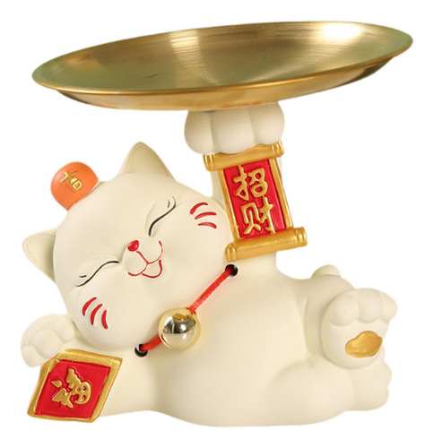 Bandeja De Armazenamento Para Estátua De Gato, Suporte Bege