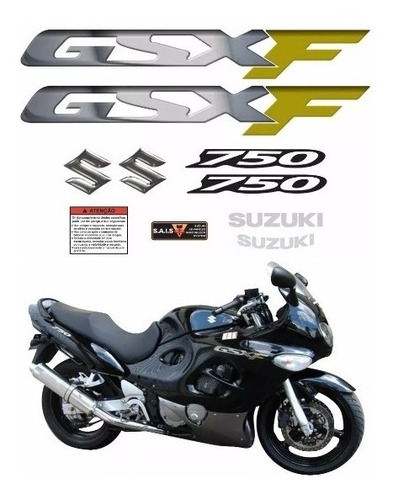 Kit Adesivos Suzuki Gsx 750f Gsxf 750  Preta Ca-12889