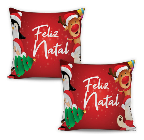 Kit 2 Almofadas Decorativa Moderna Estampas De Natal 