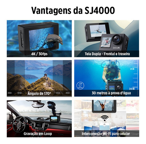 Câmera De Ação Sjcam Sj4000 Com Dual Screen Wifi Full Hd 4k
