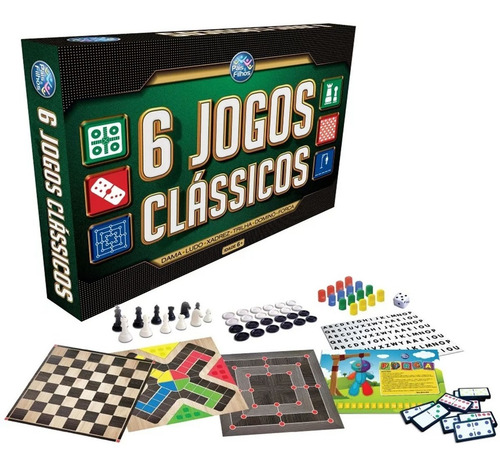 Jogo 6 Jogos Clássicos Dama Ludo Xadrez Forca -pais E Filhos